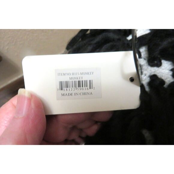 NWT GREY SOCK MONKEY HAT Knit ADULT classic black lining costume - Picture 6 of 6